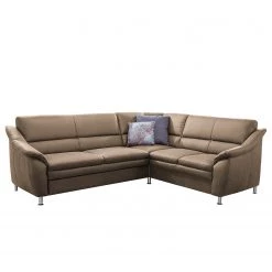 Loftscape Canapé d’angle Guillon - Microfibre - Microfibre Taeko: Marron foncé - Alignement à gauche - Sans fonction couchage