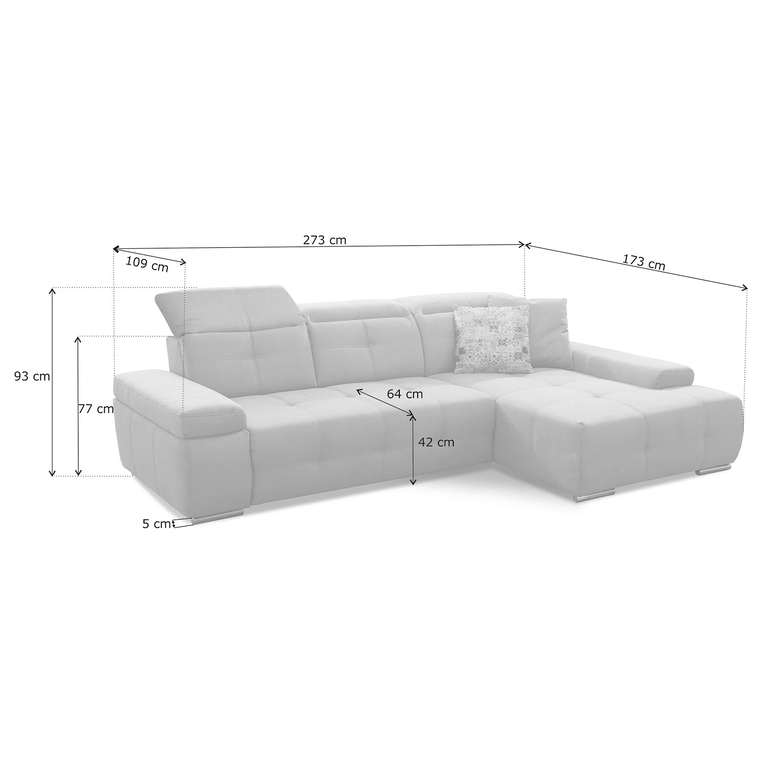 Loftscape Canapé d’angle Beutin - Tissage à plat - Tissu Olea: Taupe - Méridienne courte à droite (vue de face) - Sans fonction couchage 9 Loftscape Canapé d’angle Beutin - Tissage à plat - Tissu Olea: Taupe - Méridienne courte à droite (vue de face) - Sans fonction couchage – Image 7