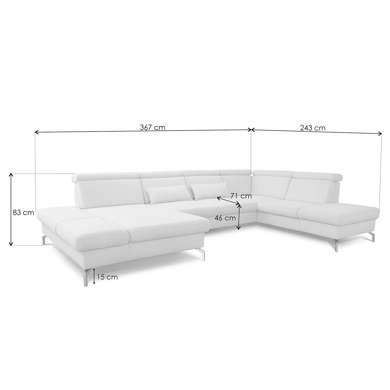 Loftscape Canapé panoramique Ordizan - Tissage à plat - Tissu Olea: Gris foncé - Méridienne courte à gauche / longue à droite (vue de face) 9 Loftscape Canapé panoramique Ordizan - Tissage à plat - Tissu Olea: Gris foncé - Méridienne courte à gauche / longue à droite (vue de face) – Image 7