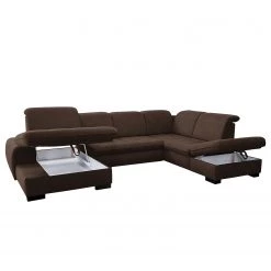 Loftscape Canapé panoramique Boussay - Tissage à plat - Tissu Olea: Espresso - Méridienne courte à gauche / longue à droite (vue de face) - Avec fonction couchage -Meubles de salon Soldes 1000253911 210419 15231901638 DETAILS P000000001000253911