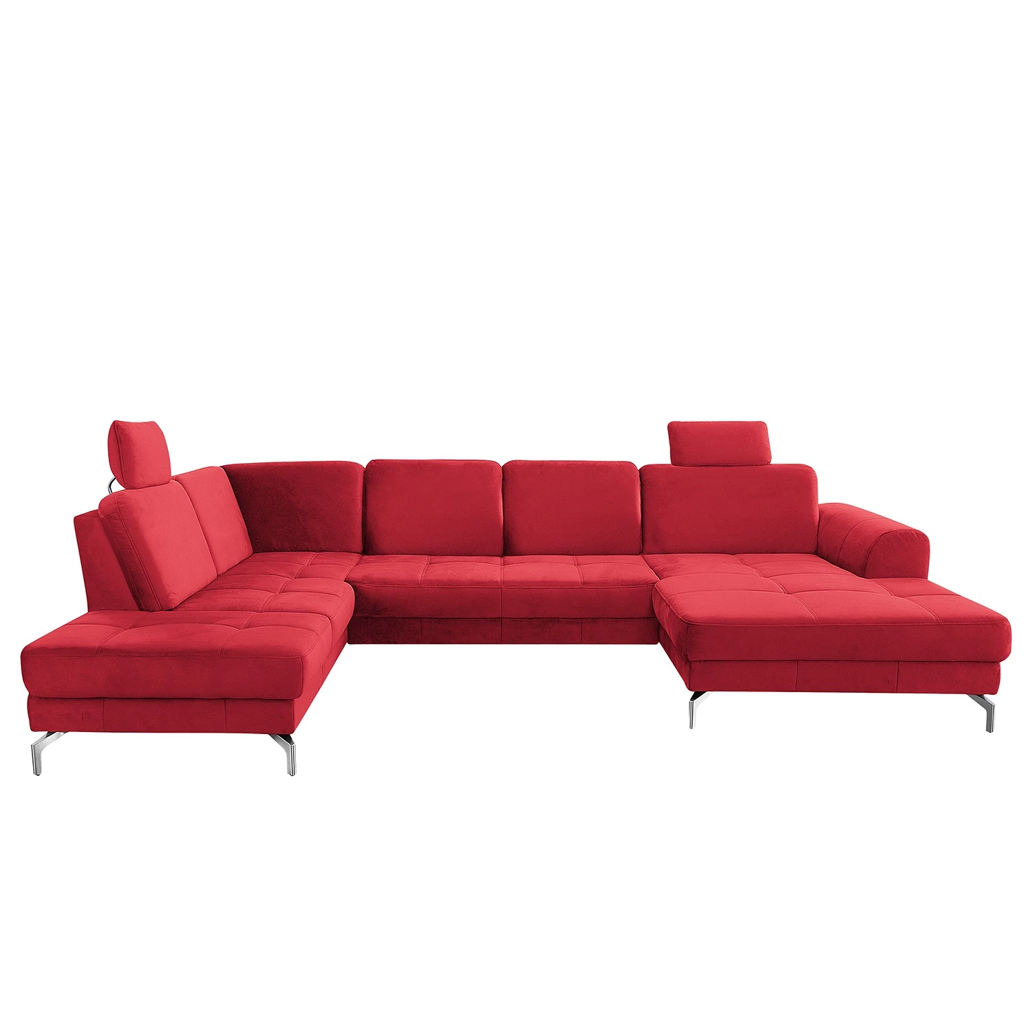 Loftscape Canapé panoramique Lascaux - Velours - Velours Ravi: Rouge - Méridienne courte à droite / longue à gauche (vue de face) 5 Loftscape Canapé panoramique Lascaux - Velours - Velours Ravi: Rouge - Méridienne courte à droite / longue à gauche (vue de face) – Image 3