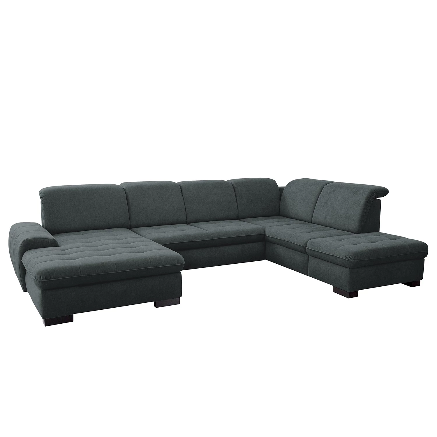 Loftscape Canapé panoramique Boussay - Tissage à plat - Tissu Olea: Gris foncé - Méridienne courte à gauche / longue à droite (vue de face) - Sans fonction couchage 3 Loftscape Canapé panoramique Boussay - Tissage à plat - Tissu Olea: Gris foncé - Méridienne courte à gauche / longue à droite (vue de face) - Sans fonction couchage