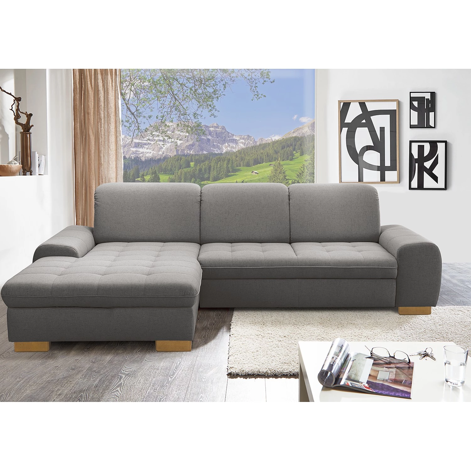 Loftscape Canapé d’angle Boussay - Tissu - Tissu Neli: Gris - Méridienne courte à gauche (vue de face) - Sans fonction couchage 4 Loftscape Canapé d’angle Boussay - Tissu - Tissu Neli: Gris - Méridienne courte à gauche (vue de face) - Sans fonction couchage – Image 2