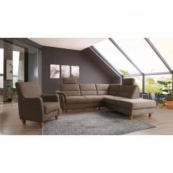 Loftscape Canapé d’angle Baulon II - Tissage à plat - Tissu Ama: Nougat - Méridienne longue à droite (vue de face) - Sans fonction couchage -Meubles de salon Soldes 1000253948 220908 021 MOOD DETAILS P000000001000253948 mood