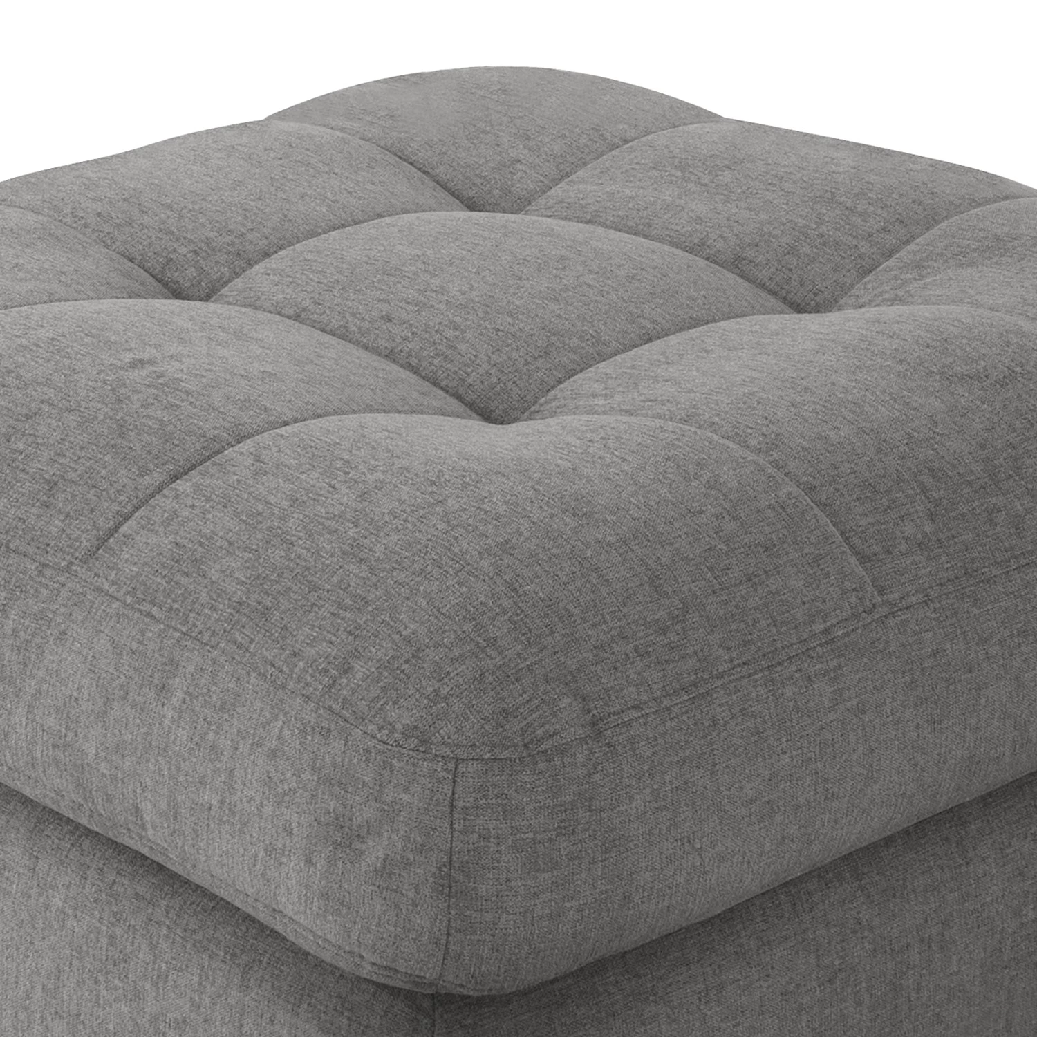 Fredriks Repose-pieds capitonné Montfort - Chenille - Tissu Chenille Alix: Gris 6 Fredriks Repose-pieds capitonné Montfort - Chenille - Tissu Chenille Alix: Gris – Image 4