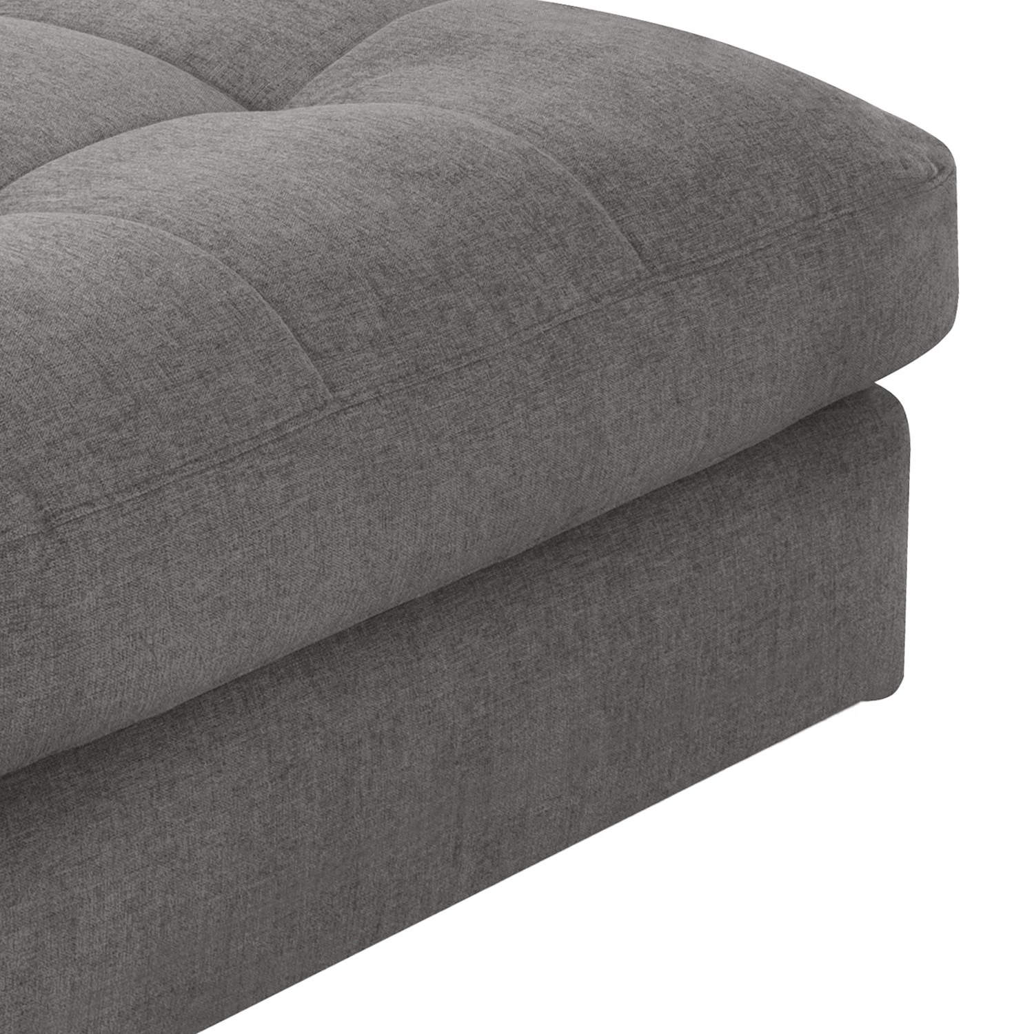 Fredriks Repose-pieds capitonné Montfort - Chenille - Tissu Chenille Alix: Gris 7 Fredriks Repose-pieds capitonné Montfort - Chenille - Tissu Chenille Alix: Gris – Image 5