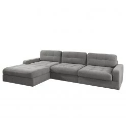 Fredriks Canapé d’angle Montfort - Chenille - Tissu Chenille Alix: Gris - Largeur : 315 cm - Méridienne courte à droite (vue de face)