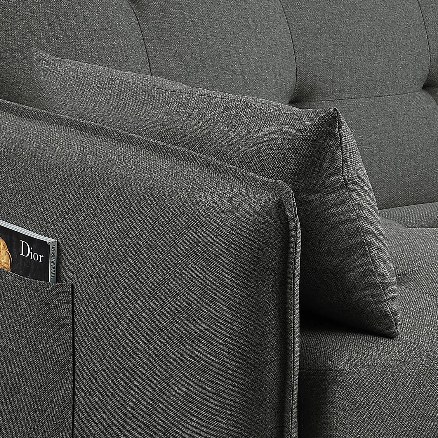 Loftscape Canapé convertible Millery - Tissu - Gris foncé 14 Loftscape Canapé convertible Millery - Tissu - Gris foncé – Image 12