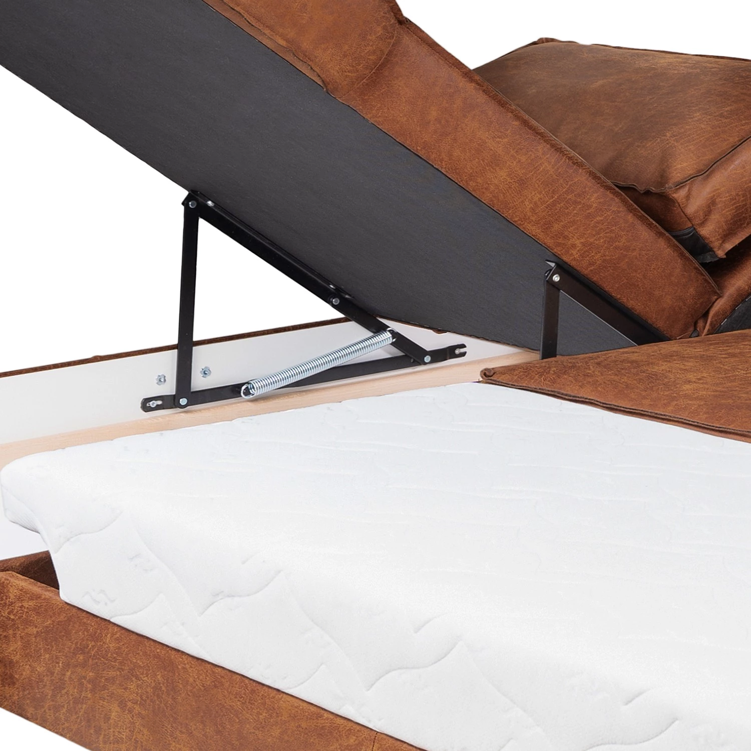 Ars manufacti Canapé d’angle FORT DODGE - Aspect cuir vieilli - Microfibre Yaka: Cognac - Méridienne courte à gauche (vue de face) - Avec fonction couchage 9 Ars manufacti Canapé d’angle FORT DODGE - Aspect cuir vieilli - Microfibre Yaka: Cognac - Méridienne courte à gauche (vue de face) - Avec fonction couchage – Image 7