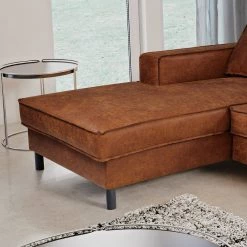Ars manufacti Canapé d’angle FORT DODGE - Aspect cuir vieilli - Microfibre Yaka: Cognac - Méridienne courte à gauche (vue de face) - Avec fonction couchage 29 Ars manufacti Canapé d’angle FORT DODGE - Aspect cuir vieilli - Microfibre Yaka: Cognac - Méridienne courte à gauche (vue de face) - Avec fonction couchage -Meubles de salon Soldes 1000254513 210330 06272300108 DETAILS P000000001000254513