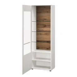 GWINNER Vitrine Bellano - Placage en bois véritable - Mat blanc / Chêne de poutre - Butoir à gauche - Sans éclairage -Meubles de salon Soldes 1000254915 210511 10460400123 DETAILS P000000001000254915