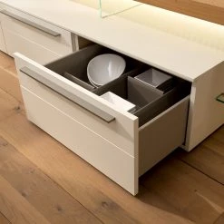 GWINNER Ensemble meubles TV Bellano I (4 élém.) - Placage en bois véritable - Blanc mat / Planches de chêne - Alignement à droite - Avec éclairage -Meubles de salon Soldes 1000254947 210511 10460900225 DETAILS P000000001000254947