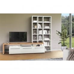 GWINNER Ensemble meubles TV Bellano I (2 élém.) - Placage en bois véritable - Mat blanc / Chêne de poutre - Alignement à gauche - Sans éclairage 12 GWINNER Ensemble meubles TV Bellano I (2 élém.) - Placage en bois véritable - Mat blanc / Chêne de poutre - Alignement à gauche - Sans éclairage -Meubles de salon Soldes 1000254958 210511 10461100276 MOOD DETAILS P000000001000254958 mood