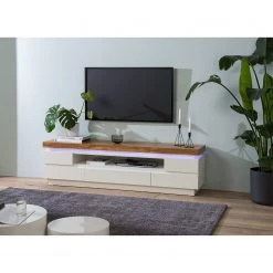 Fredriks Meuble TV Namona II - Éclairage inclus - Imitation chêne / Blanc -Meubles de salon Soldes 1000255072 220729 021 MOOD DETAILS P000000001000255072 mood