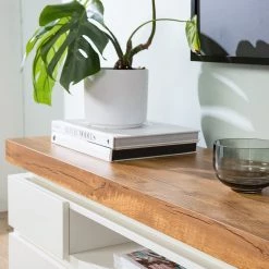 Fredriks Meuble TV Namona II - Éclairage inclus - Imitation chêne / Blanc -Meubles de salon Soldes 1000255072 220729 053 DETAILS P000000001000255072