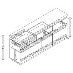 Fredriks Enfilade Namona II - Éclairage inclus - Imitation chêne / Blanc -Meubles de salon Soldes 1000255074 220531 500 SKETCH DETAILS P000000001000255074 sketch
