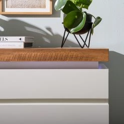 Fredriks Buffet Namona I - Éclairage inclus - Imitation chêne / Blanc -Meubles de salon Soldes 1000255076 220803 030 DETAILS P000000001000255076