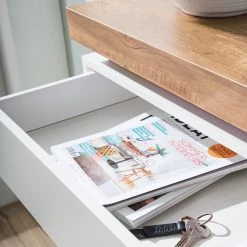 Fredriks Buffet Namona I - Éclairage inclus - Imitation chêne / Blanc -Meubles de salon Soldes 1000255076 220803 045 DETAILS P000000001000255076