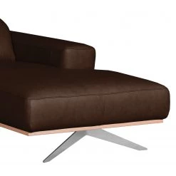 Loftscape Canapé d’angle Iglesia - Cuir véritable - Cuir Nadra: Marron foncé - Méridienne courte à droite (vue de face) - Argenté - Hêtre -Meubles de salon Soldes 1000255111 210423 10015300022 DETAILS P000000001000255111