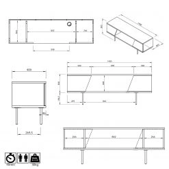 Temahome Meuble TV Dixie - Chêne / Blanc 15 Temahome Meuble TV Dixie - Chêne / Blanc -Meubles de salon Soldes 1000255228 210324 15033200074 SKETCH DETAILS P000000001000255228 sketch