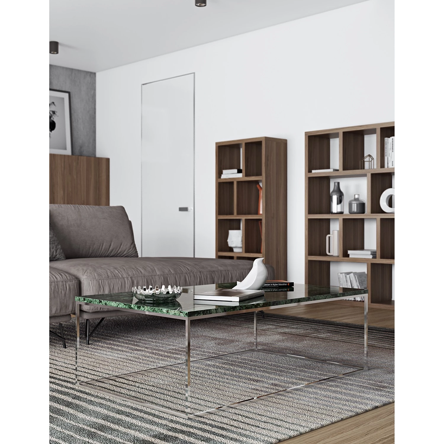 Temahome Table basse Gleam I - Marbre / Métal - Vert / Chrome - Largeur : 120 cm 5 Temahome Table basse Gleam I - Marbre / Métal - Vert / Chrome - Largeur : 120 cm – Image 3