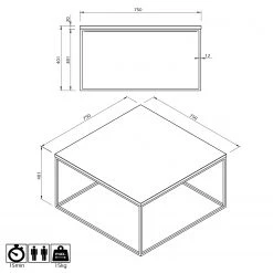 Temahome Table basse Gleam I - Marbre / Métal - Vert / Noir - Largeur : 75 cm -Meubles de salon Soldes 1000255267 210324 15033700392 SKETCH DETAILS P000000001000255267 sketch