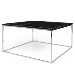 Temahome Table basse Gleam I - Marbre / Métal - Noir / Chrome - Largeur : 75 cm
