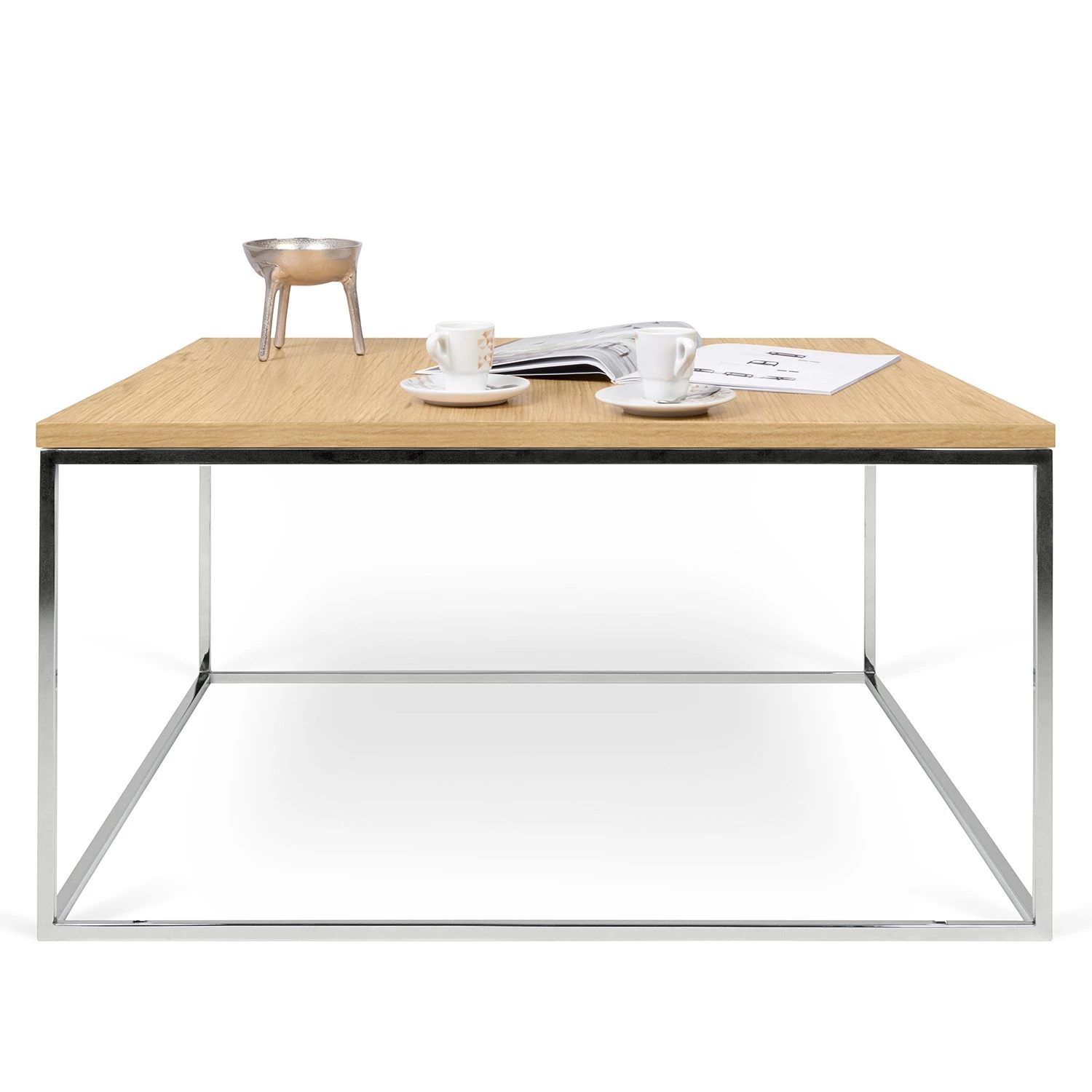 Temahome Table basse Gleam III - Placage en bois véritable / Métal - Chêne - Largeur : 75 cm 5 Temahome Table basse Gleam III - Placage en bois véritable / Métal - Chêne - Largeur : 75 cm – Image 3