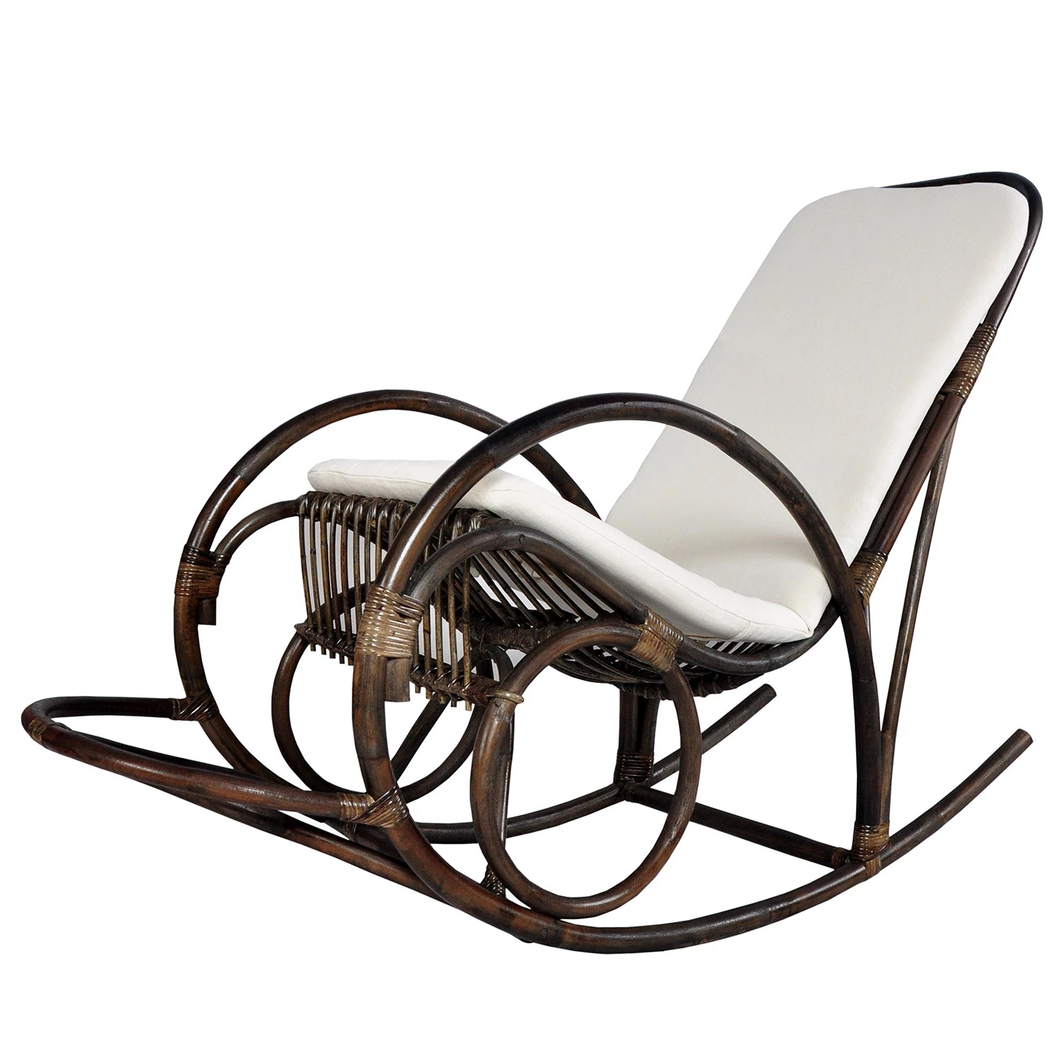 Ars Natura Rocking chair Avaray - Tissu / Rotin - Marron foncé 3 Ars Natura Rocking chair Avaray - Tissu / Rotin - Marron foncé