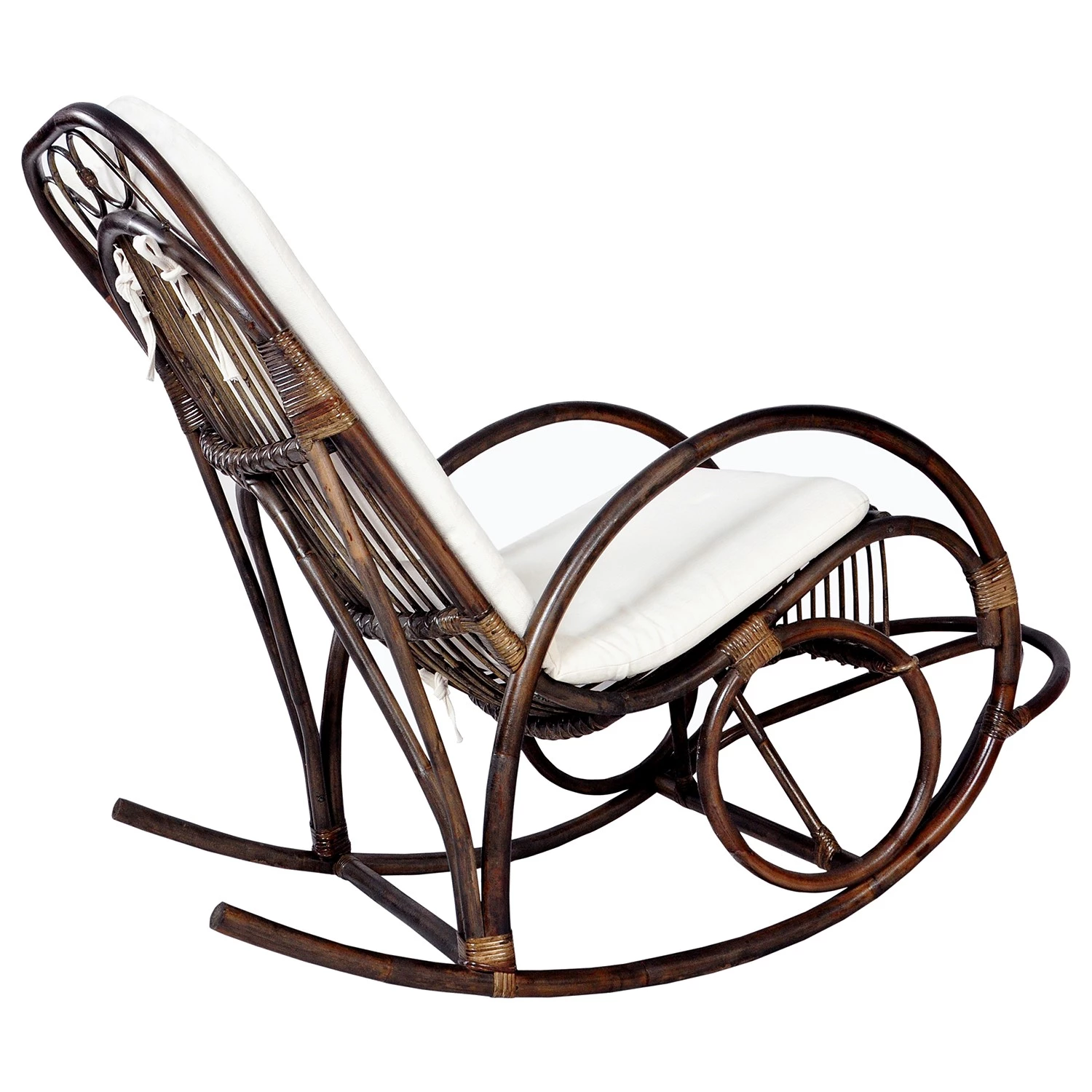 Ars Natura Rocking chair Avaray - Tissu / Rotin - Marron foncé 4 Ars Natura Rocking chair Avaray - Tissu / Rotin - Marron foncé – Image 2