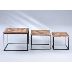 Red Living Tables gigognes Le Meux II (lot de 3) - Bois recyclé massif / Métal - Marron / Noir -Meubles de salon Soldes 1000255950 210407 14335600035 DETAILS P000000001000255950