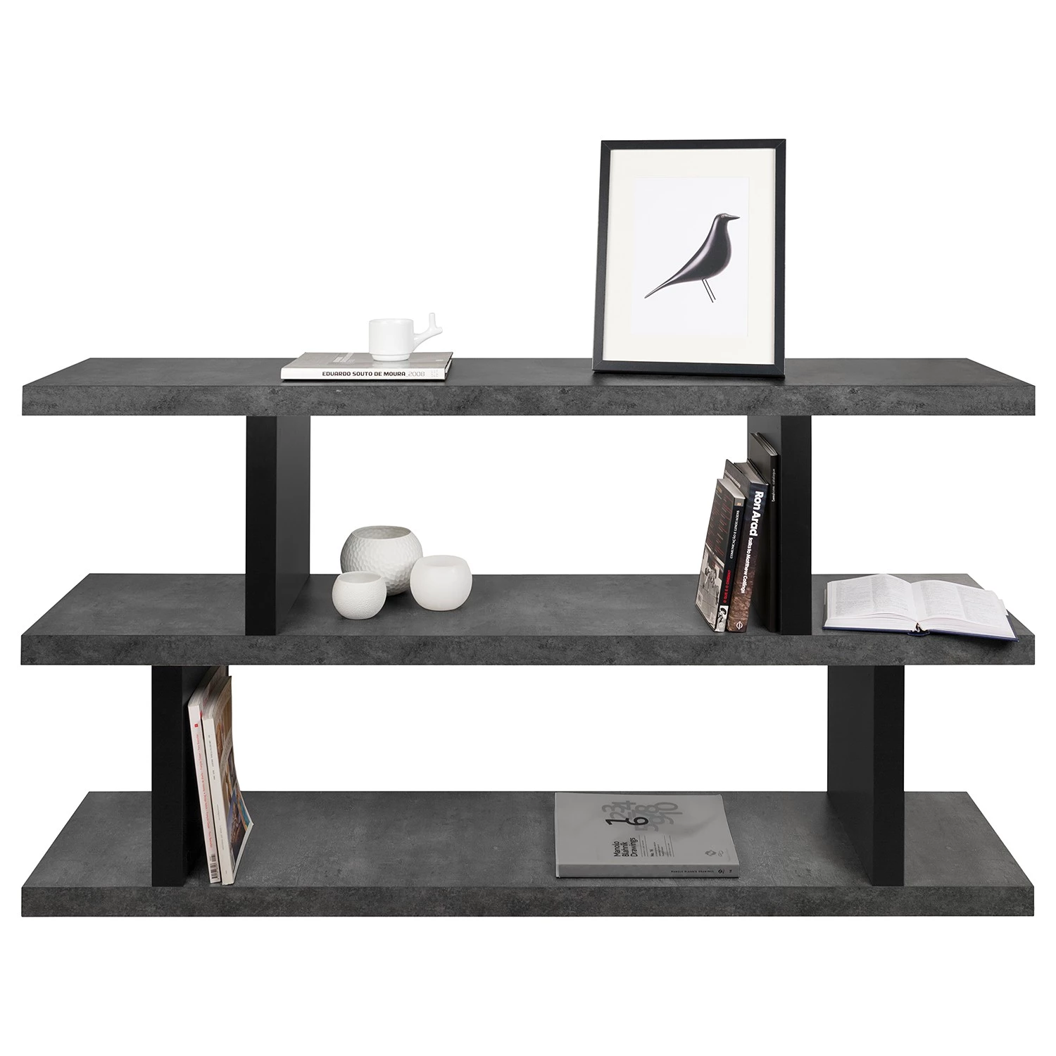 Temahome Étagère Detroit - Imitation béton / Noir mat - Hauteur : 88 cm 5 Temahome Étagère Detroit - Imitation béton / Noir mat - Hauteur : 88 cm – Image 3