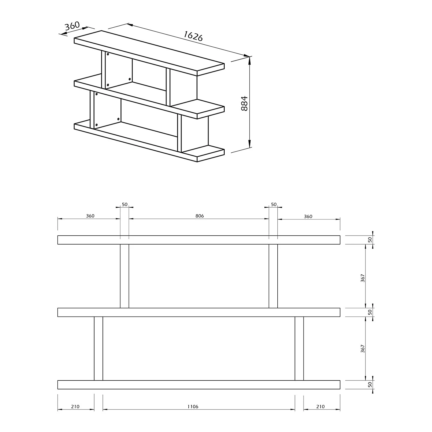 Temahome Étagère Detroit - Imitation béton / Noir mat - Hauteur : 88 cm 8 Temahome Étagère Detroit - Imitation béton / Noir mat - Hauteur : 88 cm – Image 6