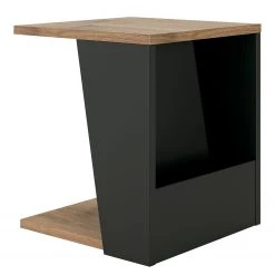 Temahome Bout de canapé Albi - Placage en bois véritable - Noyer / Noir