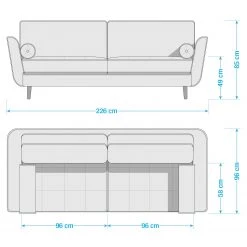 Studio Copenhagen Canapé Vieux Lyon (3 places) - Microfibre - Microfibre Panja: Bleu -Meubles de salon Soldes 1000256593 210809 09092400138 SKETCH DETAILS P000000001000256593 sketch