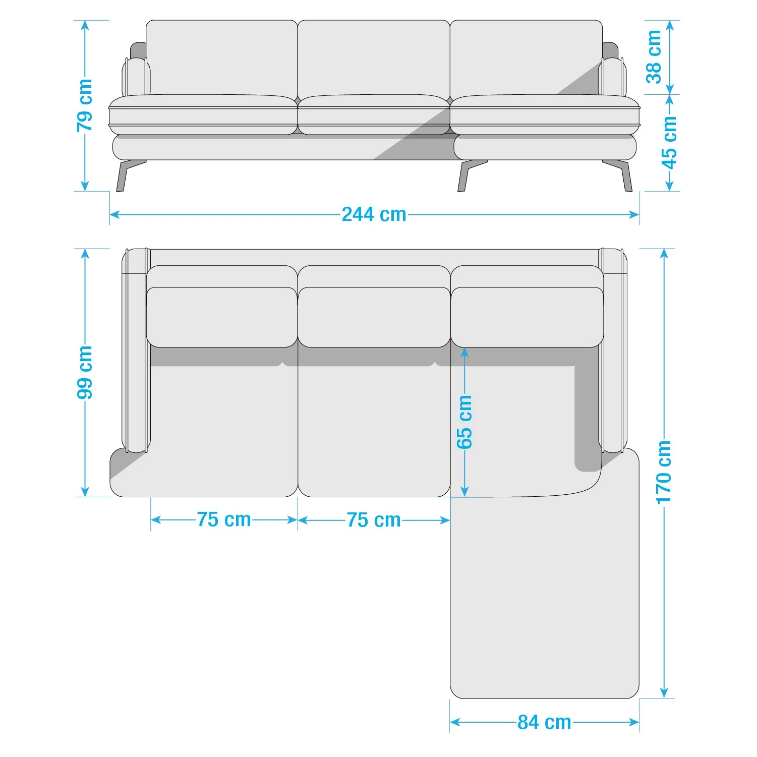 Studio Copenhagen Canapé d’angle Vieux Bourg - Tissu - Tissu Nona: Taupe - Méridienne courte à droite (vue de face) 17 Studio Copenhagen Canapé d’angle Vieux Bourg - Tissu - Tissu Nona: Taupe - Méridienne courte à droite (vue de face) – Image 15