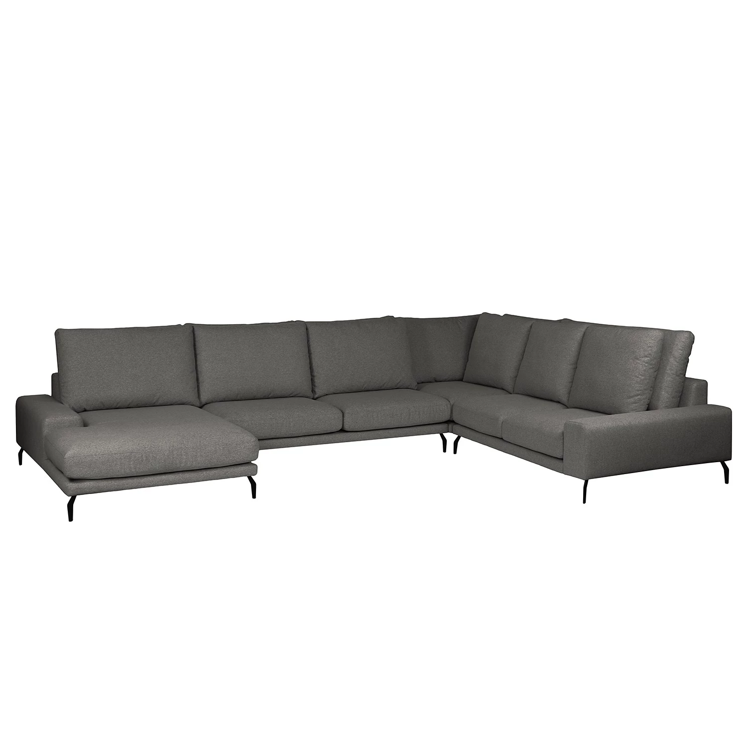 Bizzarto Canapé panoramique Penda - Tissu - Tissu Sogol: Gris foncé - Méridienne courte à gauche (vue de face) 3 Bizzarto Canapé panoramique Penda - Tissu - Tissu Sogol: Gris foncé - Méridienne courte à gauche (vue de face)