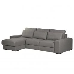 Bizzarto Canapé d’angle Gurabo I - Tissu - Tissu Sogol: Gris foncé - Méridienne courte à gauche (vue de face) - Avec fonction couchage