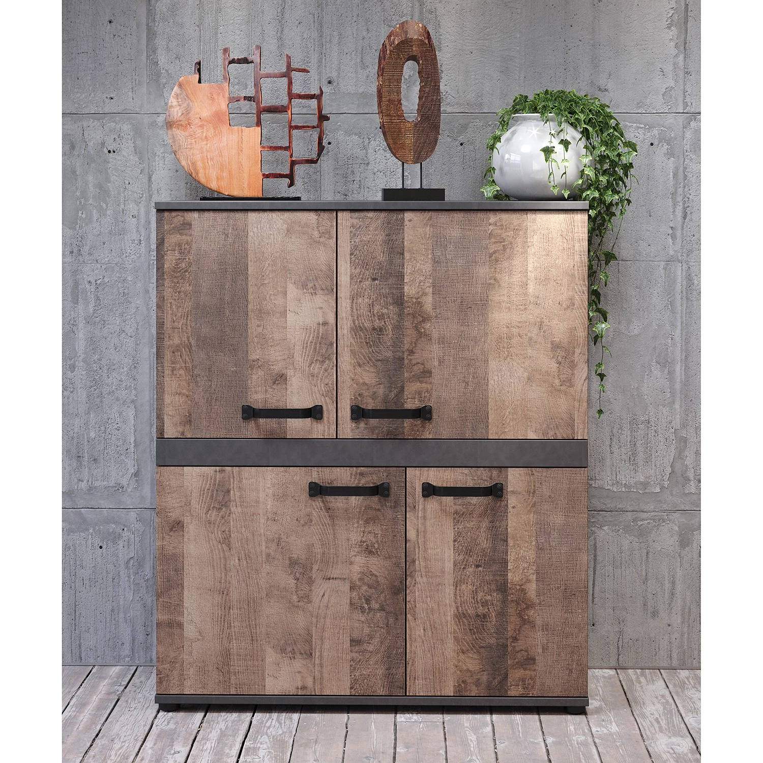 Trendteam Meuble d’entrée Stripe II - Imitation bois recyclé / Gris 7 Trendteam Meuble d’entrée Stripe II - Imitation bois recyclé / Gris – Image 5