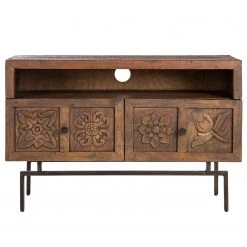 Wolf-Möbel Meuble TV Carving - Acacia massif -Meubles de salon Soldes 1000256998 220520 030 DETAILS P000000001000256998