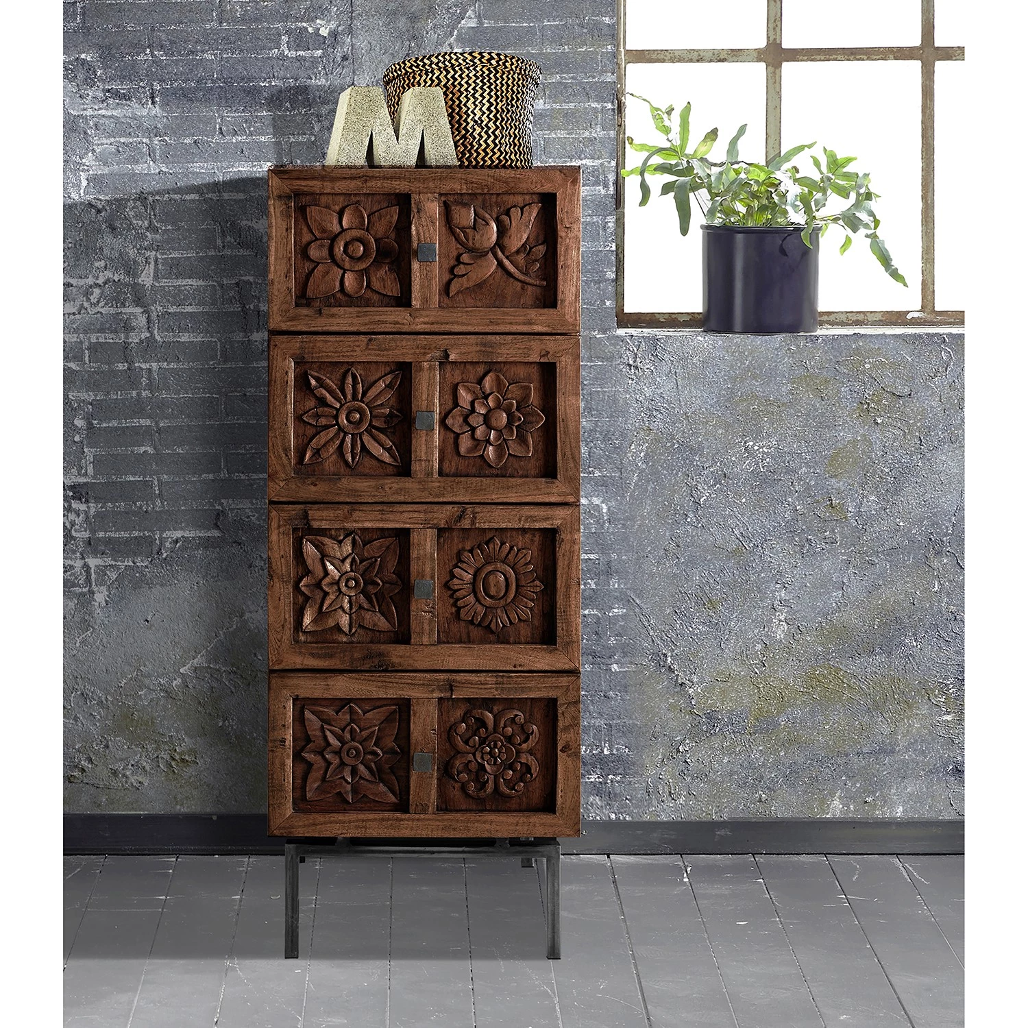 Wolf-Möbel Commode Carving - Acacia massif 5 Wolf-Möbel Commode Carving - Acacia massif – Image 3