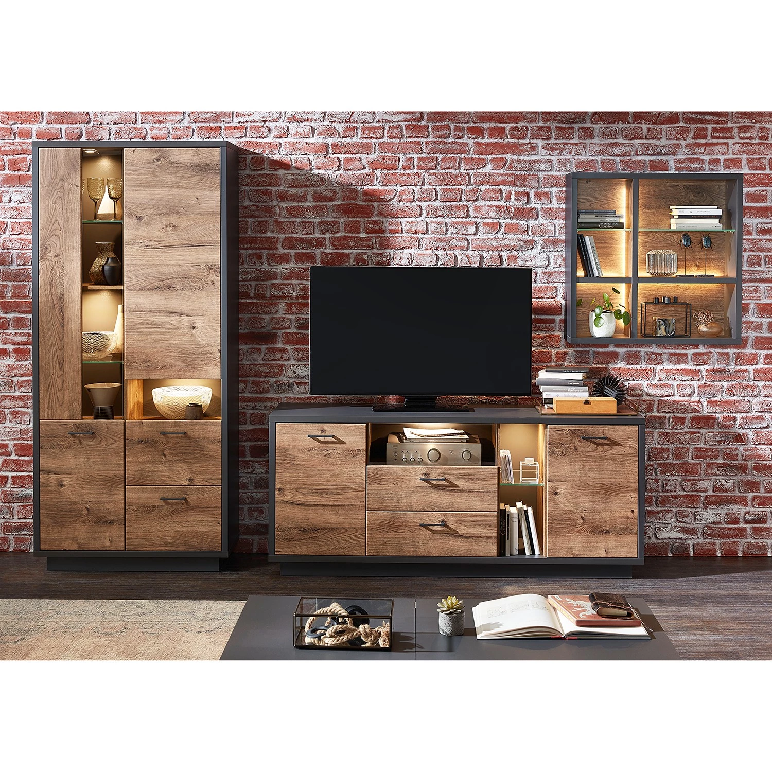 Red Living Étagère murale Batey II - Imitation chêne de Havel / Graphite 5 Red Living Étagère murale Batey II - Imitation chêne de Havel / Graphite – Image 3