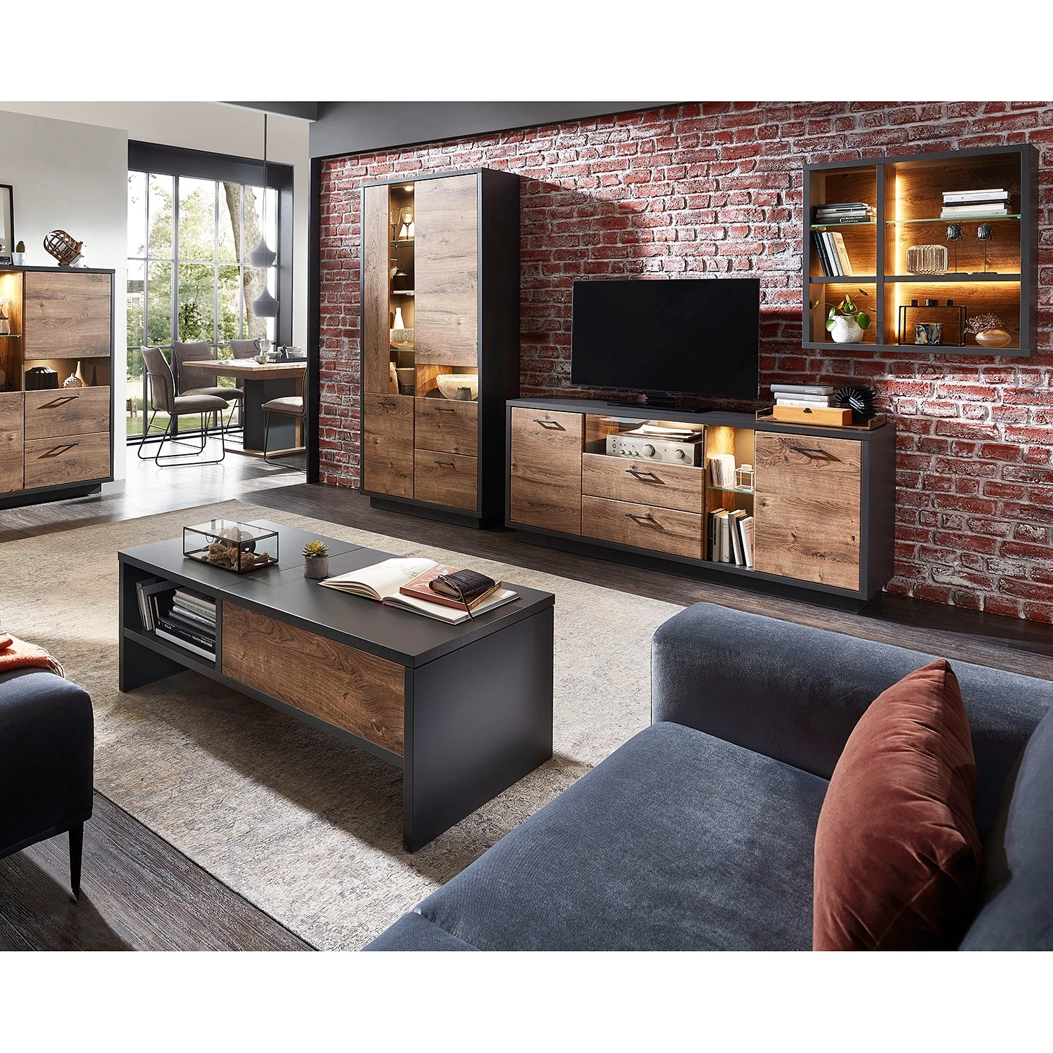 Red Living Étagère murale Batey II - Imitation chêne de Havel / Graphite 6 Red Living Étagère murale Batey II - Imitation chêne de Havel / Graphite – Image 4