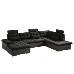 Fredriks Canapé panoramique Puntiro - Imitation cuir / Tissu structuré - Cuir synthétique Lilo / Tissu structuré Satur: Gris foncé / Anthracite