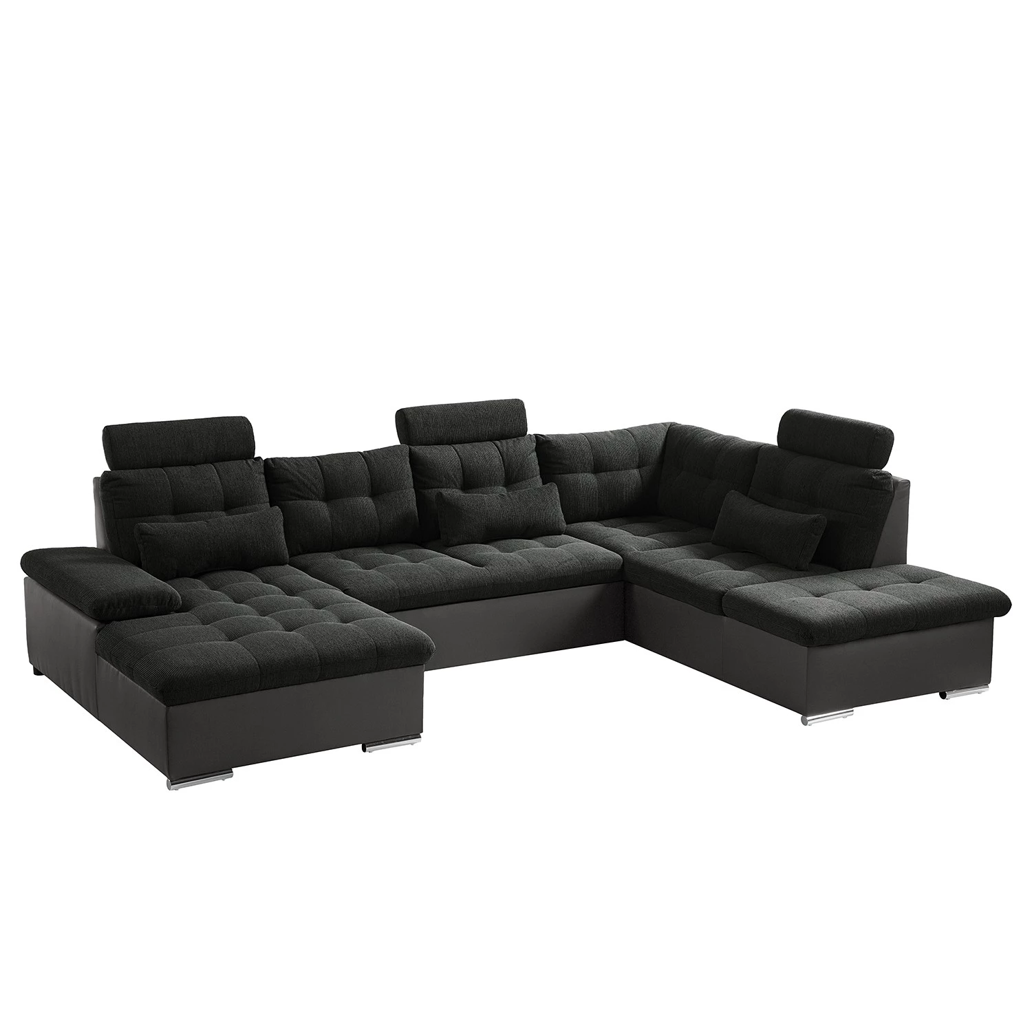 Fredriks Canapé panoramique Puntiro - Imitation cuir / Tissu structuré - Cuir synthétique Lilo / Tissu structuré Satur: Gris foncé / Anthracite 3 Fredriks Canapé panoramique Puntiro - Imitation cuir / Tissu structuré - Cuir synthétique Lilo / Tissu structuré Satur: Gris foncé / Anthracite