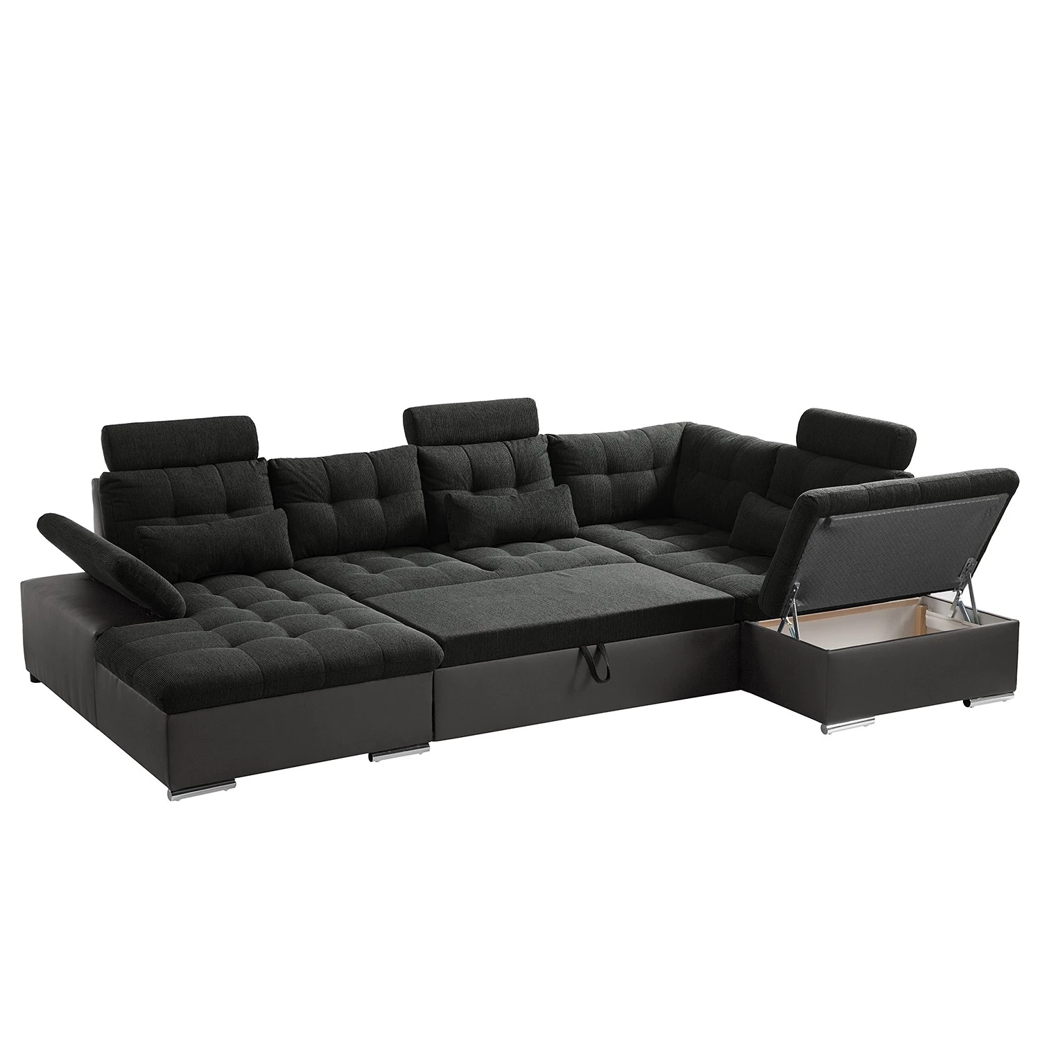 Fredriks Canapé panoramique Puntiro - Imitation cuir / Tissu structuré - Cuir synthétique Lilo / Tissu structuré Satur: Gris foncé / Anthracite 8 Fredriks Canapé panoramique Puntiro - Imitation cuir / Tissu structuré - Cuir synthétique Lilo / Tissu structuré Satur: Gris foncé / Anthracite – Image 6