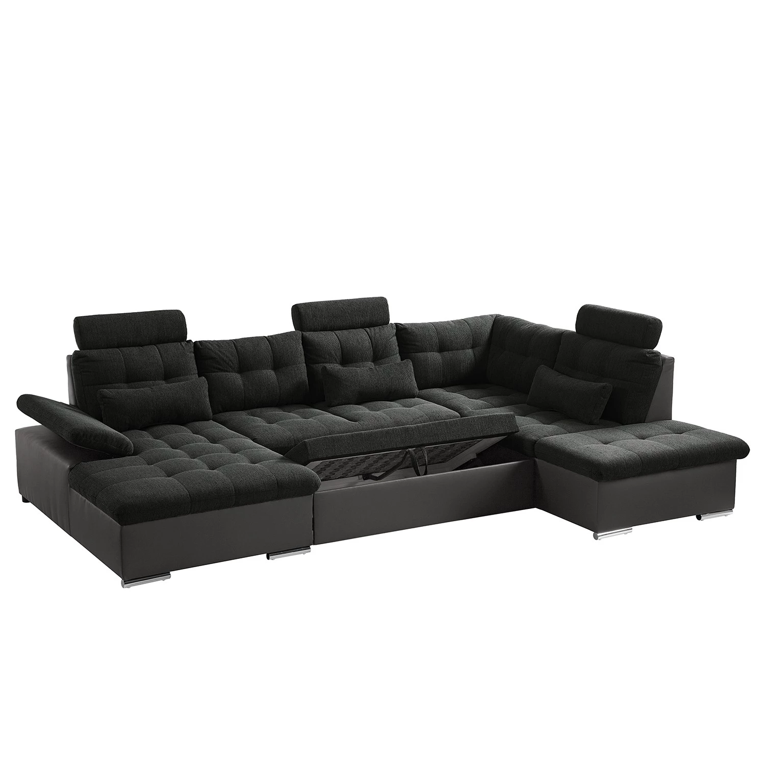 Fredriks Canapé panoramique Puntiro - Imitation cuir / Tissu structuré - Cuir synthétique Lilo / Tissu structuré Satur: Gris foncé / Anthracite 13 Fredriks Canapé panoramique Puntiro - Imitation cuir / Tissu structuré - Cuir synthétique Lilo / Tissu structuré Satur: Gris foncé / Anthracite – Image 11