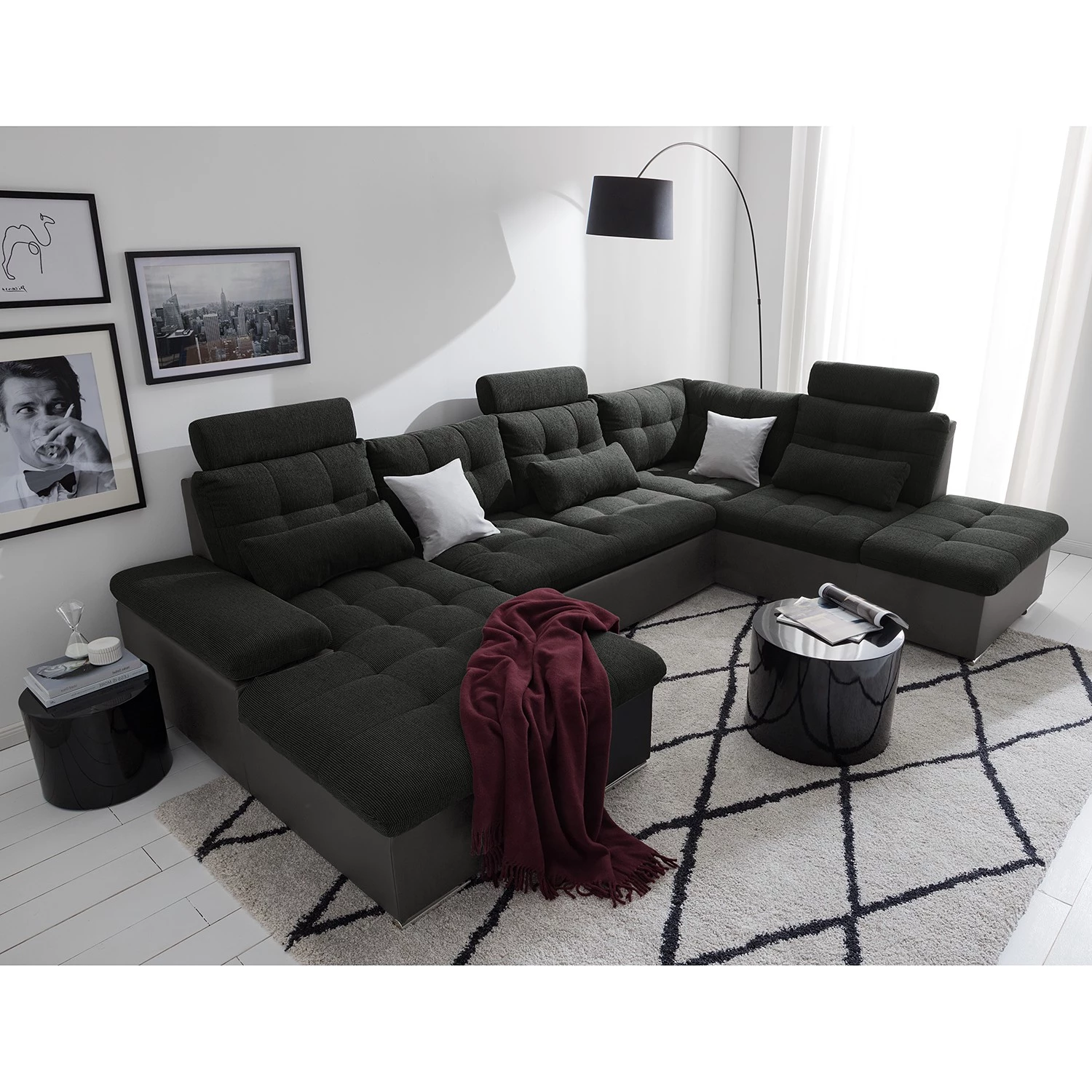 Fredriks Canapé panoramique Puntiro - Imitation cuir / Tissu structuré - Cuir synthétique Lilo / Tissu structuré Satur: Gris foncé / Anthracite 14 Fredriks Canapé panoramique Puntiro - Imitation cuir / Tissu structuré - Cuir synthétique Lilo / Tissu structuré Satur: Gris foncé / Anthracite – Image 12