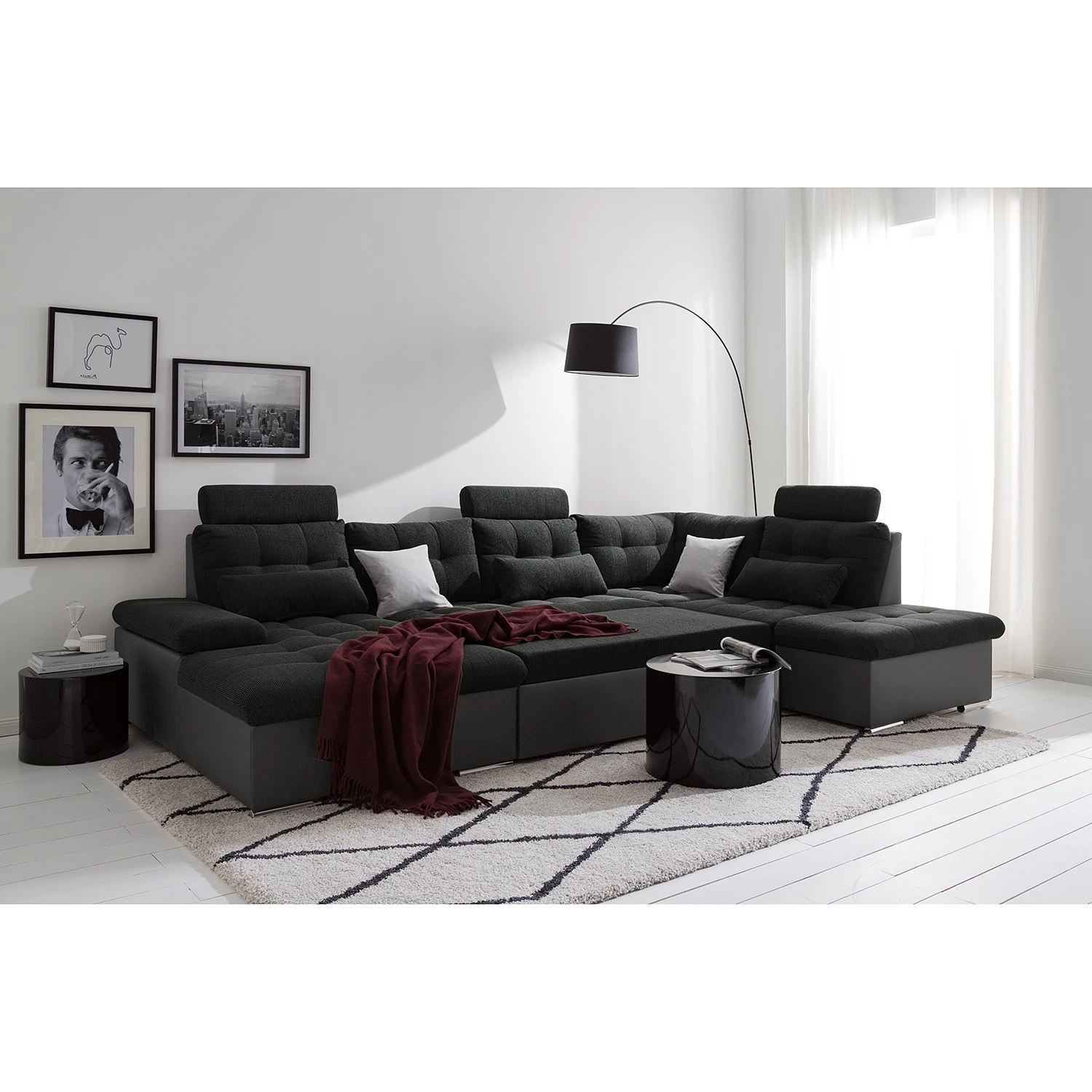 Fredriks Canapé panoramique Puntiro - Imitation cuir / Tissu structuré - Cuir synthétique Lilo / Tissu structuré Satur: Gris foncé / Anthracite 15 Fredriks Canapé panoramique Puntiro - Imitation cuir / Tissu structuré - Cuir synthétique Lilo / Tissu structuré Satur: Gris foncé / Anthracite – Image 13