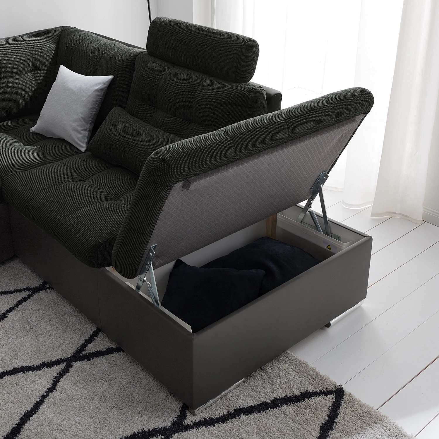 Fredriks Canapé panoramique Puntiro - Imitation cuir / Tissu structuré - Cuir synthétique Lilo / Tissu structuré Satur: Gris foncé / Anthracite 16 Fredriks Canapé panoramique Puntiro - Imitation cuir / Tissu structuré - Cuir synthétique Lilo / Tissu structuré Satur: Gris foncé / Anthracite – Image 14